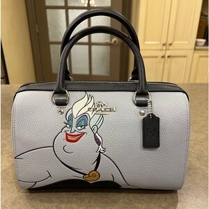 🔥NWT DISNEY X COACH ROWAN SATCHEL WITH URSULA MOTIF LEATHER SHOULDER BAG